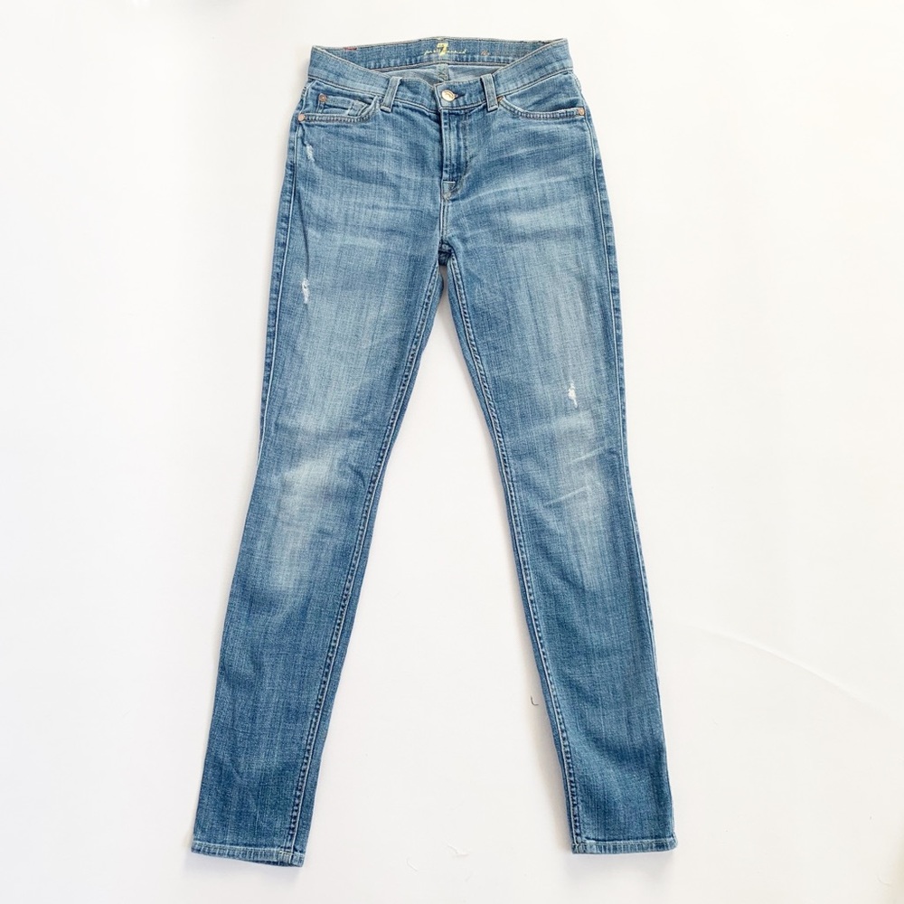 7 For All Mankind Distressed Skinny Jeans Sz 26 - Picture 3 of 10